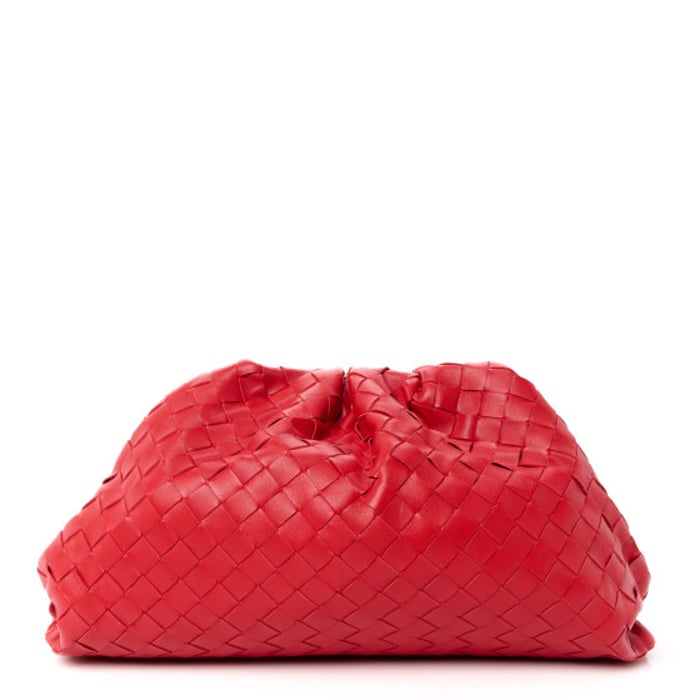 Bottega Veneta Nappa Maxi Intrecciato The Pouch Oversized Clutch Bright Red