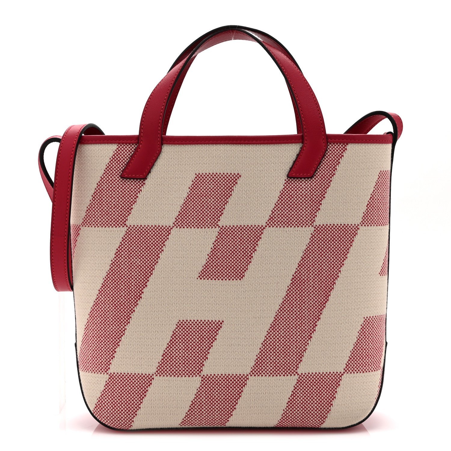 Hermes Swift Toile H Cabas H En Biais 27 Ecru FRAMBOISE