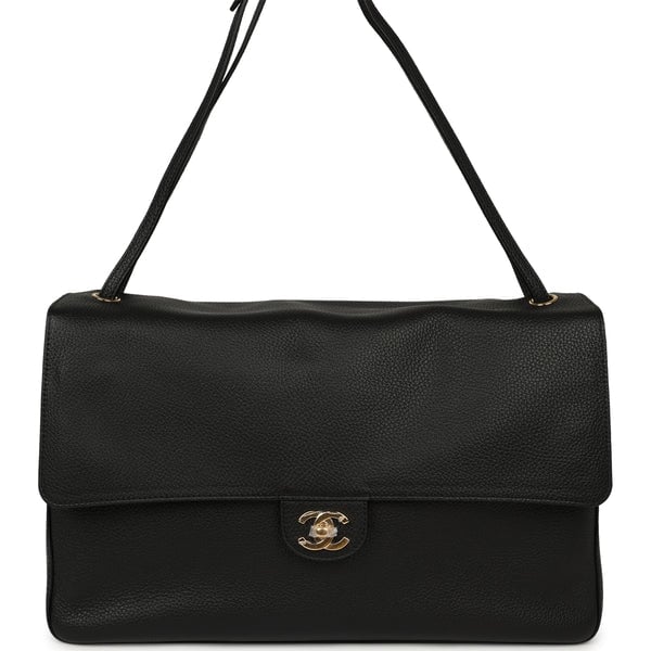 Chanel Chanel Maxi "Souplissimo" Large Flap Bag Black Grained Calfskin Gold Hardware