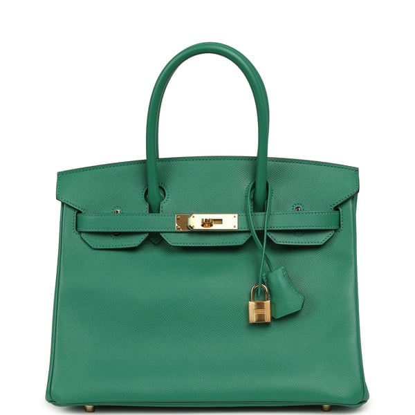 Pre-owned Hermes Birkin 30 Vert Vertigo Epsom Gold Hardware