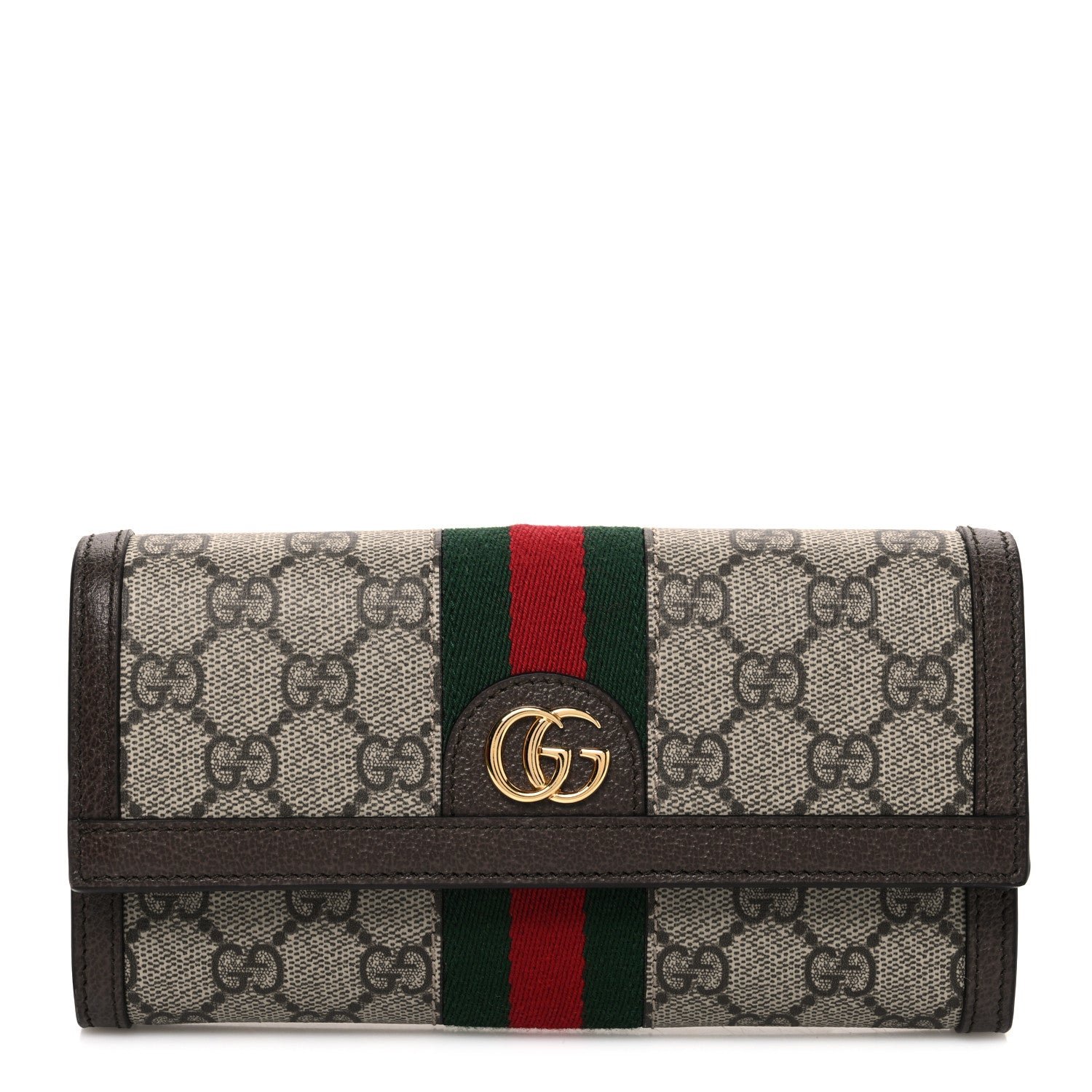 Gucci GG Supreme Monogram Web Ophidia Continental Wallet Brown