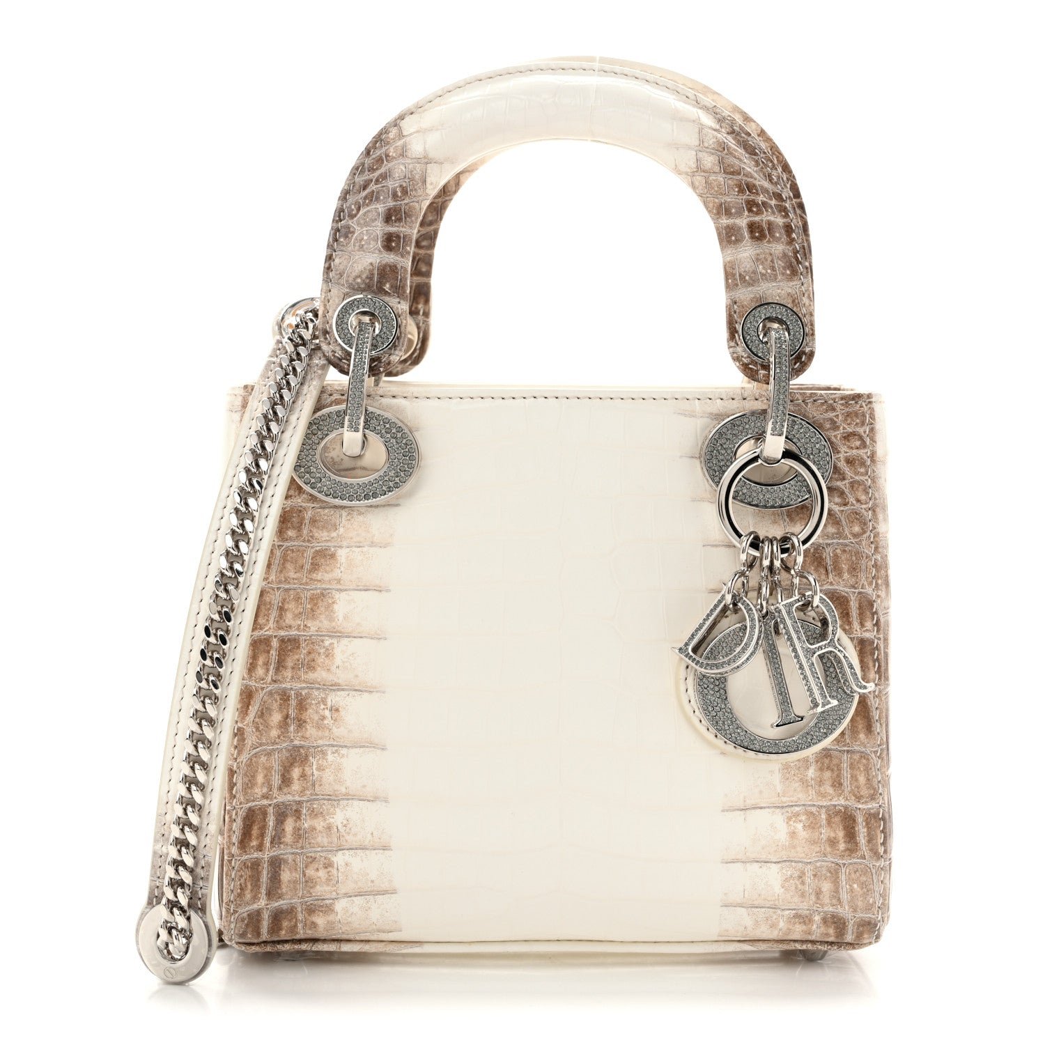 Christian Dior Niloticus Crocodile Himalaya Crystal Mini Lady Dior Latte