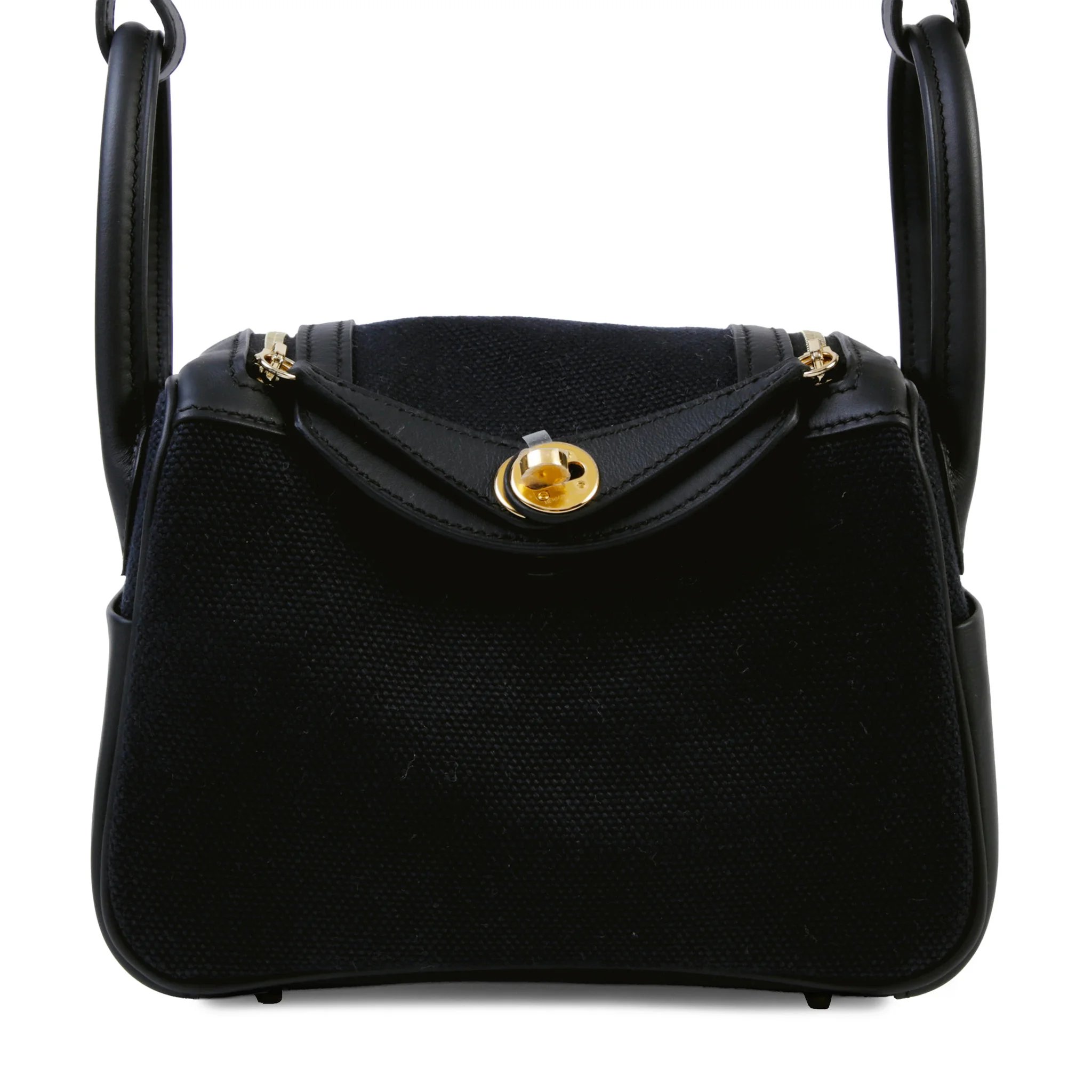 Brand New ( Rank N ) HERMÈS Mini Lindy II Noir (89) Swift Canvas Gold hardware G (2026)