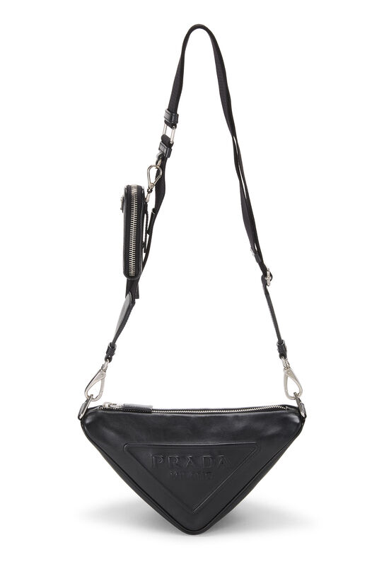 Prada Black Calfskin Grace Lux Triangle Shoulder Bag