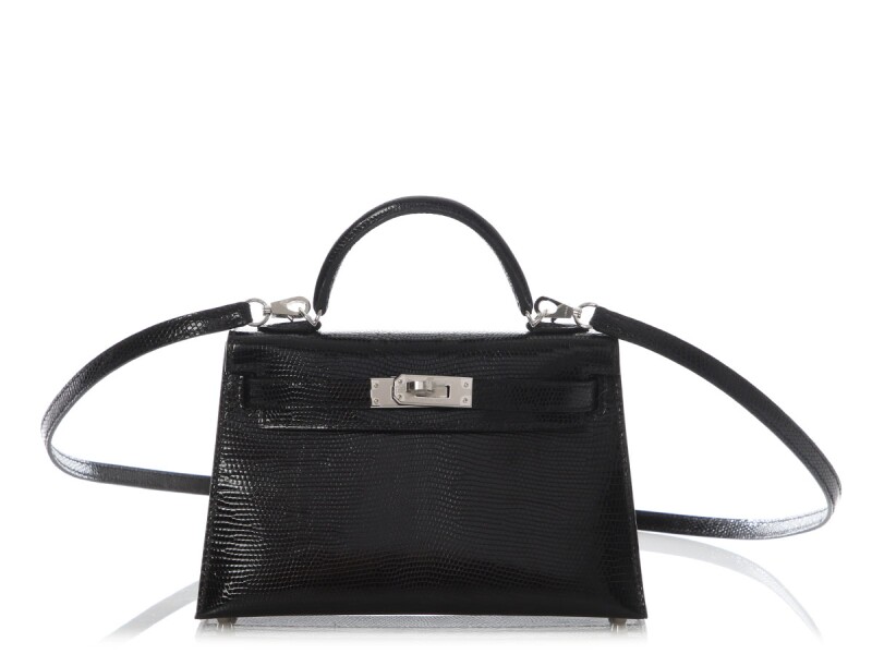 Hermes Black Lizard Mini Kelly 20 II Palladium Hardware, 2025