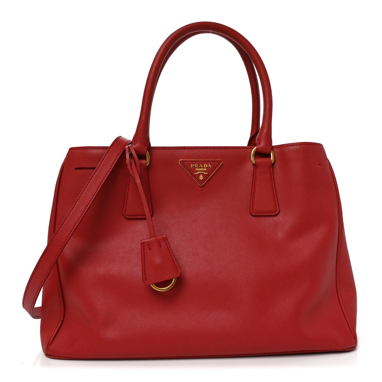 Prada Saffiano Lux Medium Tote Fuoco