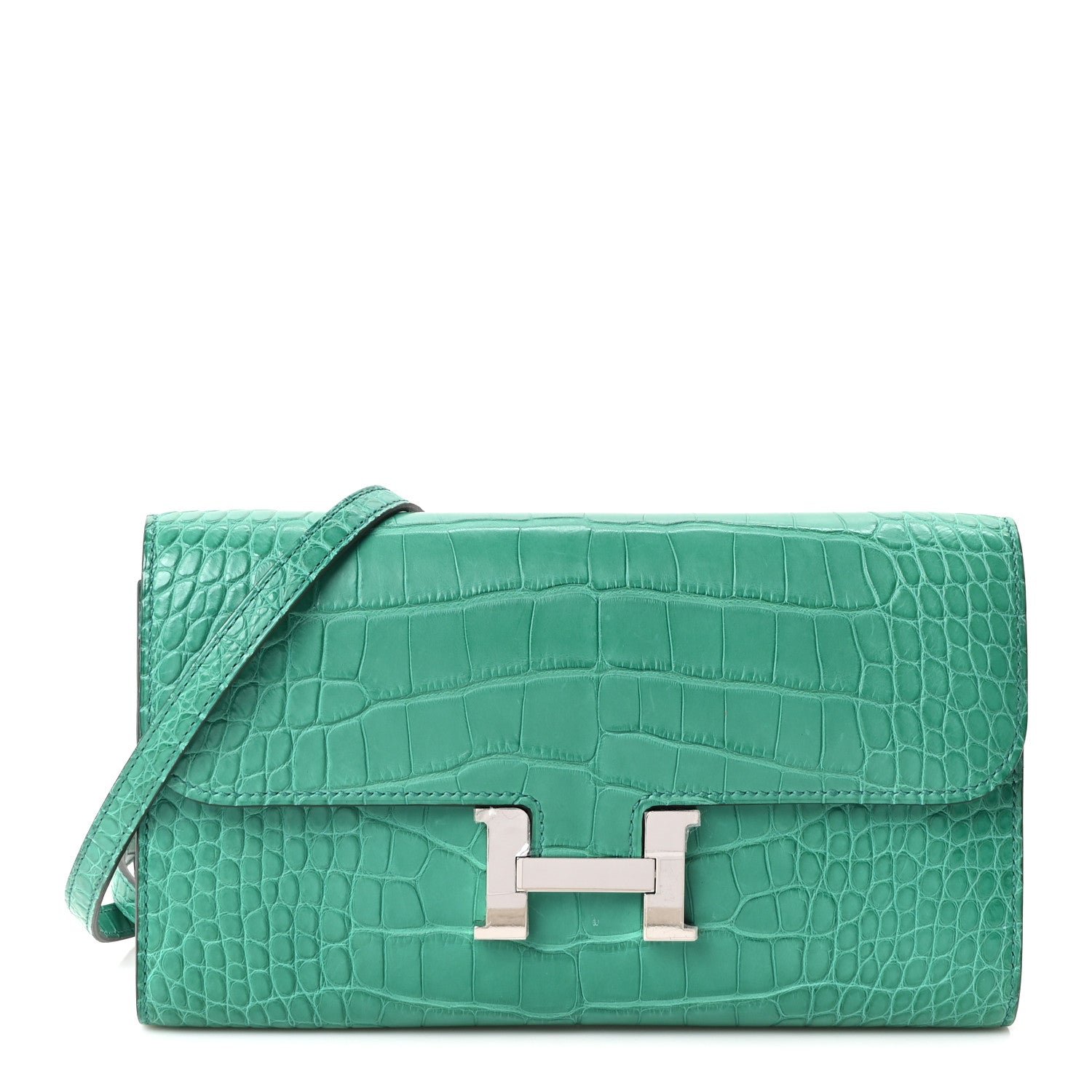 Hermes Hermes Matte Alligator Constance Long Wallet To Go Vert Jade