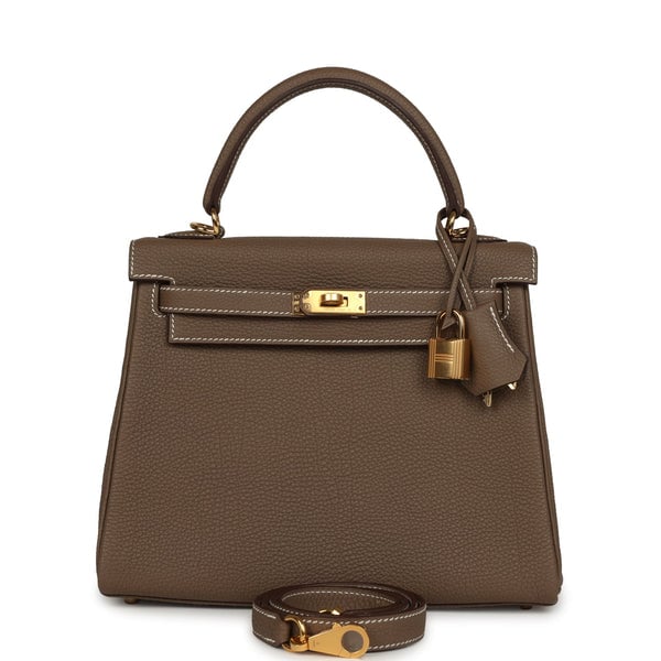 Hermes Kelly Retourne 25 Etoupe Togo Gold Hardware