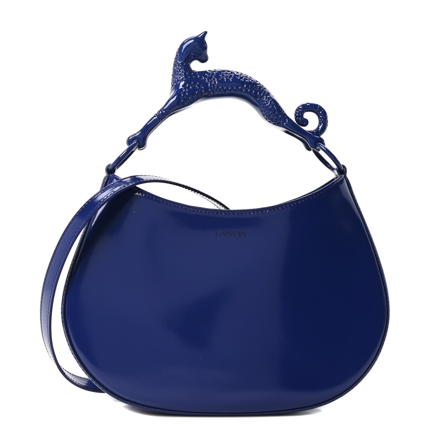 Lanvin Patent Cat Hobo Majorelle Blue