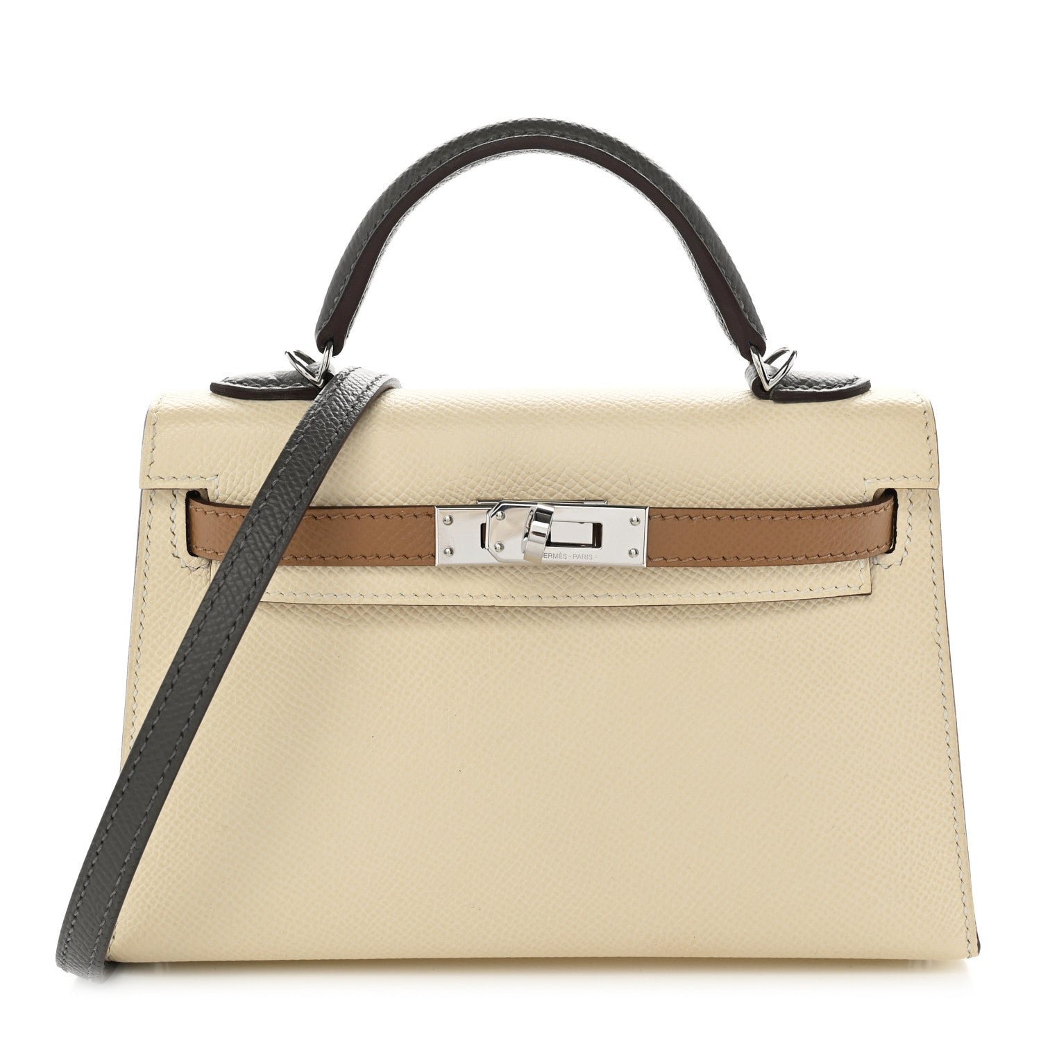 Hermes Epsom Tri-Color Mini Kelly Sellier 20 Craie Biscuit Gris Meyer