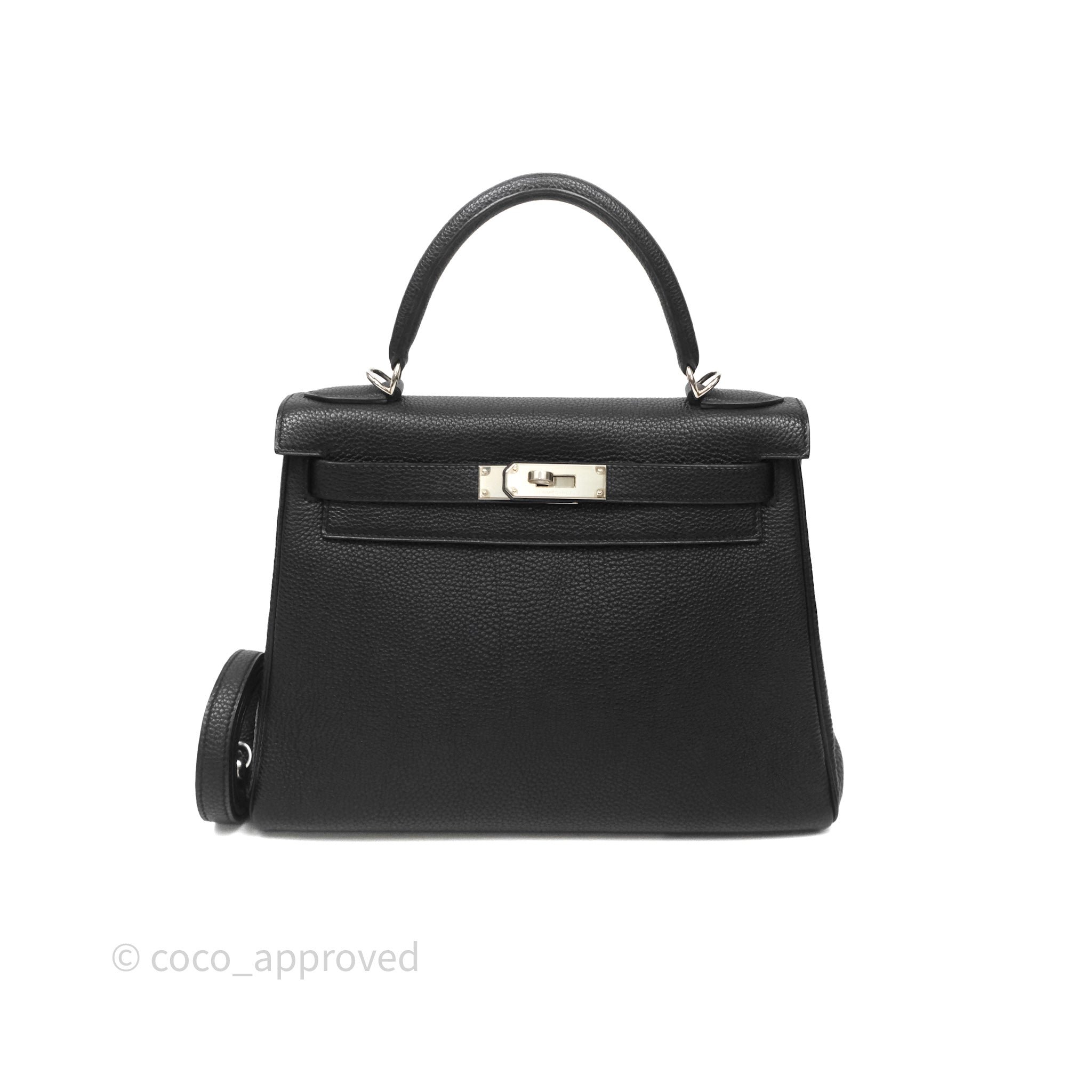 Hermès Retourne Kelly 28 Black Noir 89 Togo Palladium Hardware