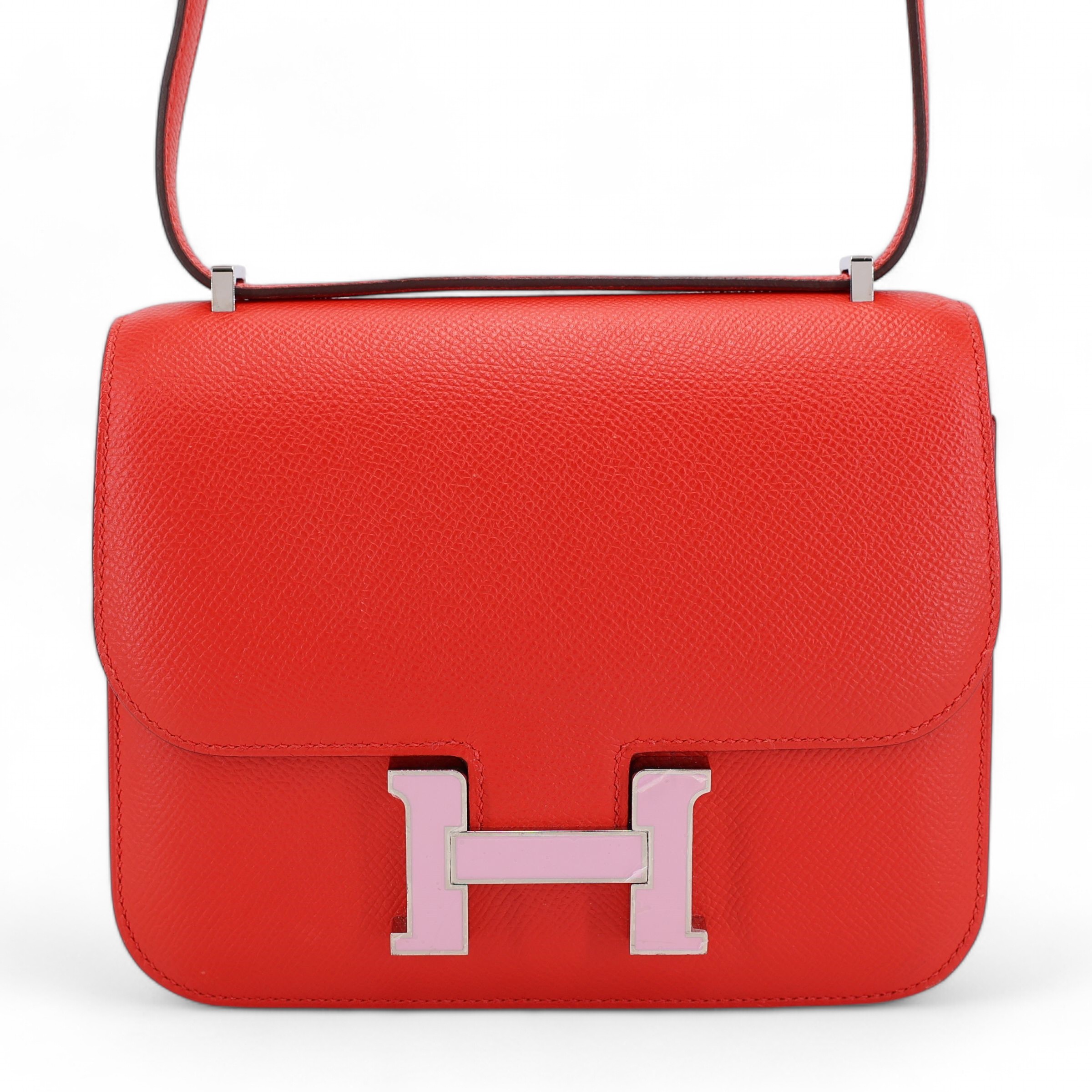 Very Good ( Rank A) HERMÈS Constance Mini Rouge de Coeur (S3) Epsom Enamel hardware D (2019)