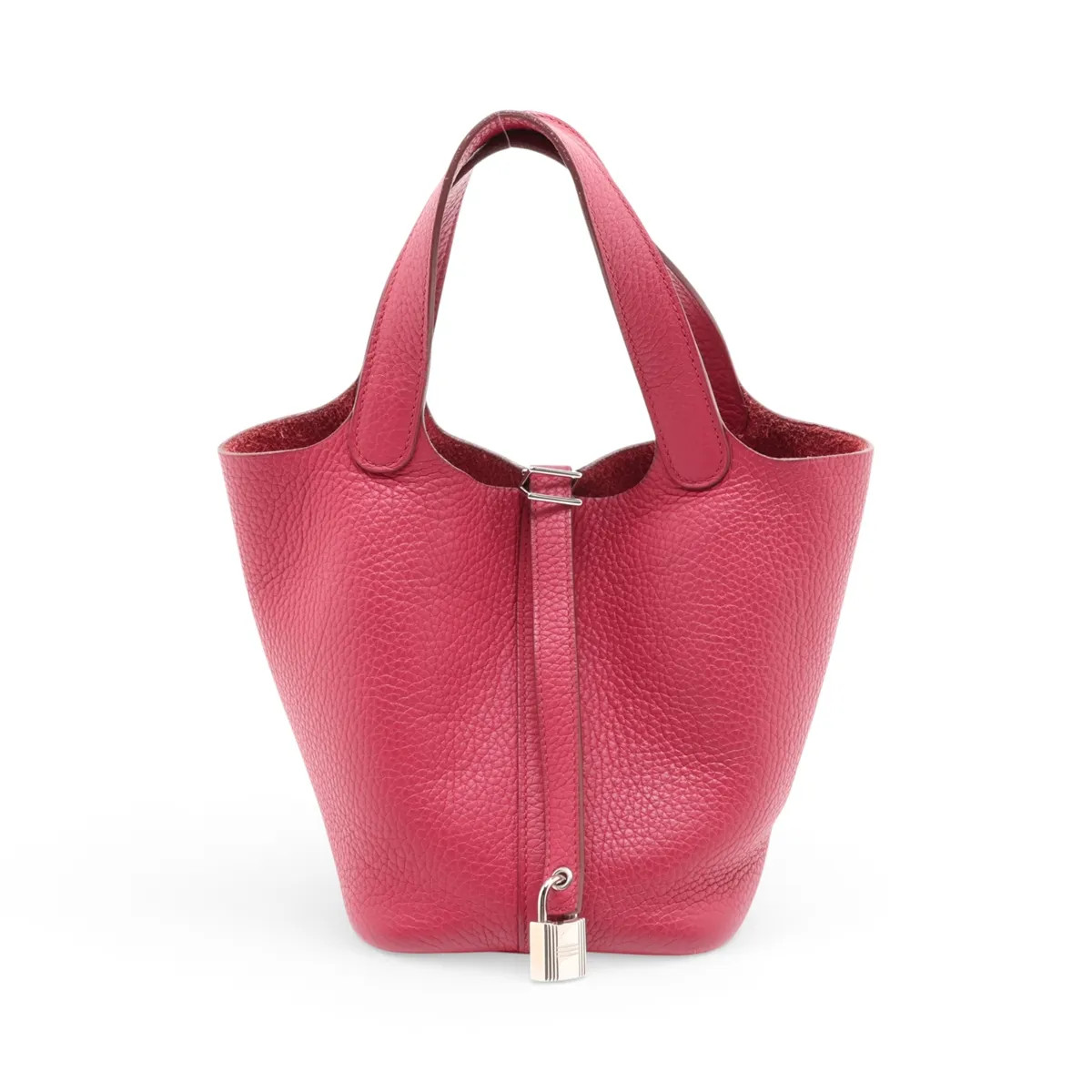 Hermès Picotin Lock 18 PM Taurillon Clemence Ruby Silver Metal Fittings