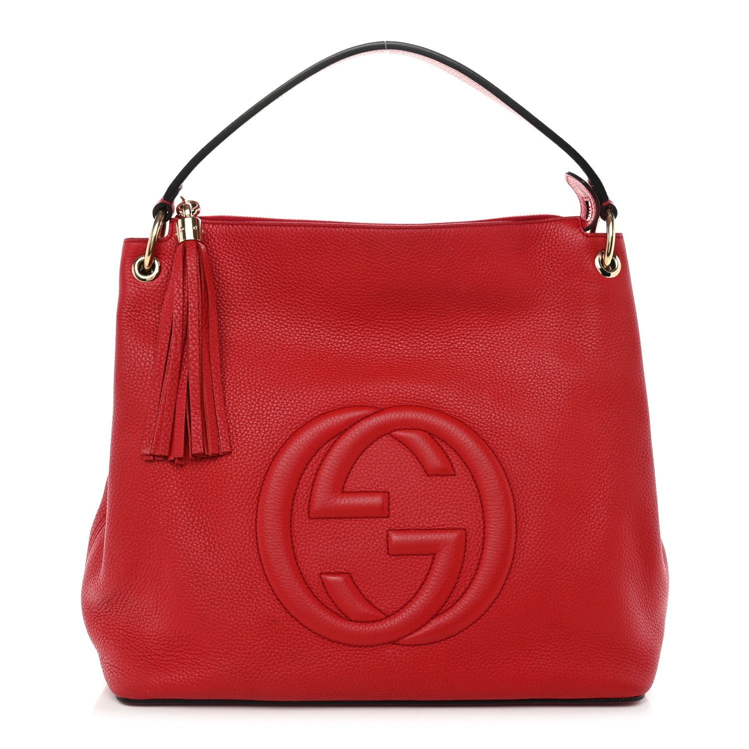 Gucci Pebbled Calfskin Large Soho Hobo Tabasco Red