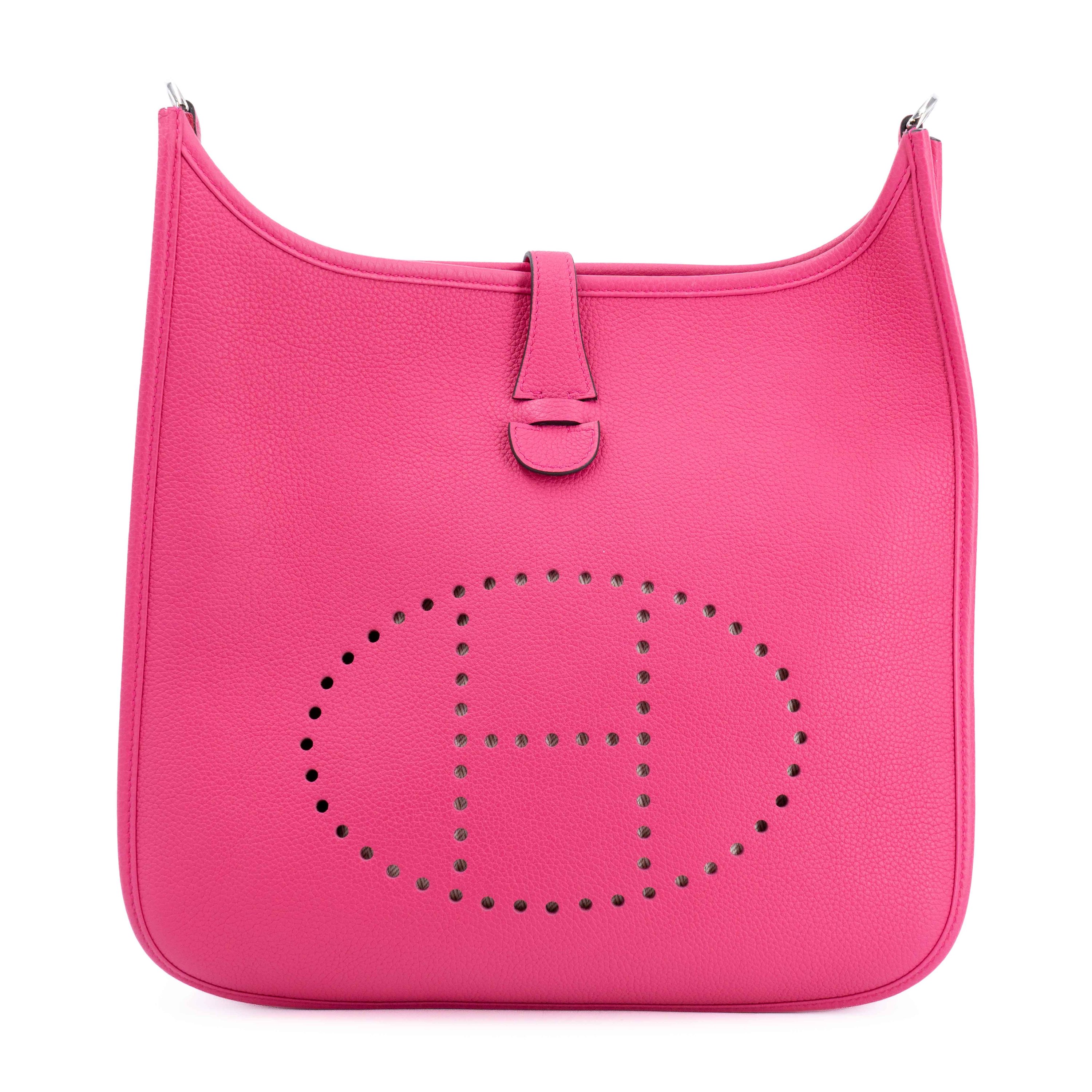 Hermes Excellent ( Rank SA ) HERMÈS Evelyne 29 Rose Shocking (5R) Clemence Palladium hardware U (2022)
