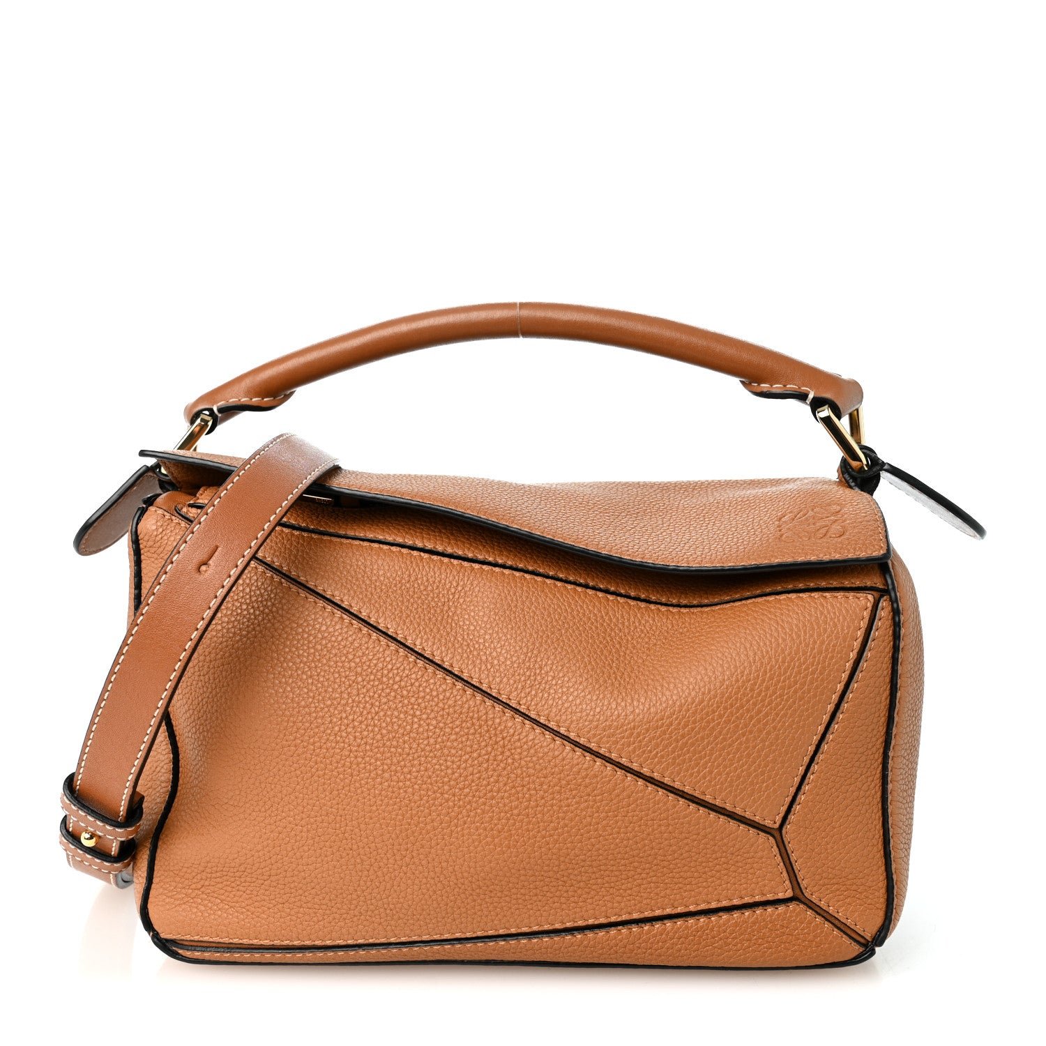 Grained Calfskin Small Puzzle Bag Tan