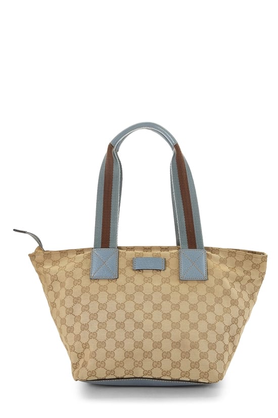 Gucci Blue Original GG Canvas Web Soft Zip Tote