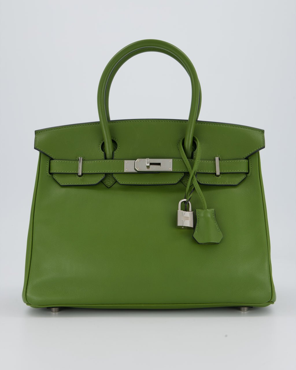 Hermès Vert Pelouse Birkin 30 Retourne Bag in Swift Leather with Palladium Hardware
