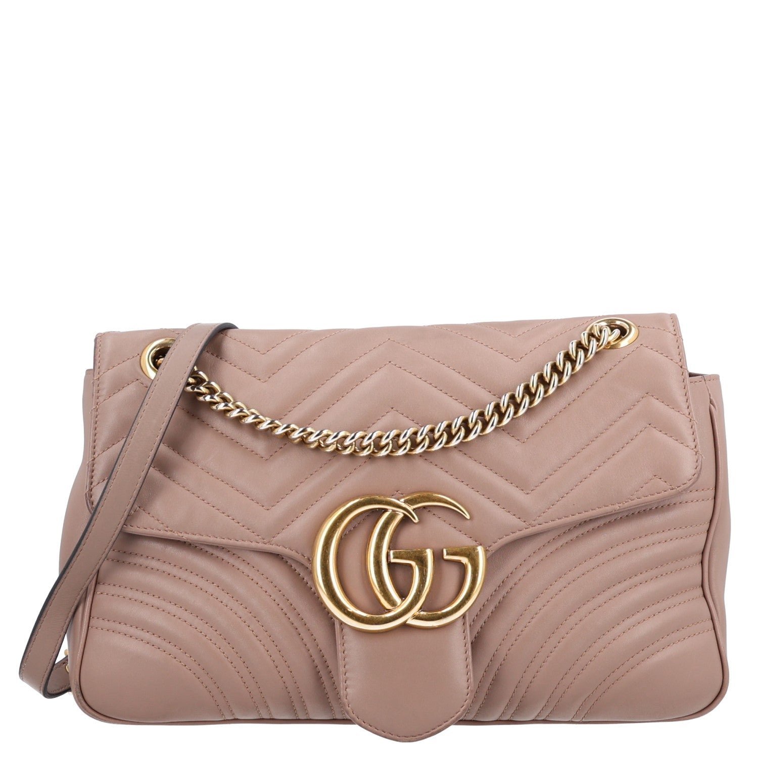 Gucci Calfskin Matelasse Medium GG Marmont Shoulder Bag Porcelain Rose