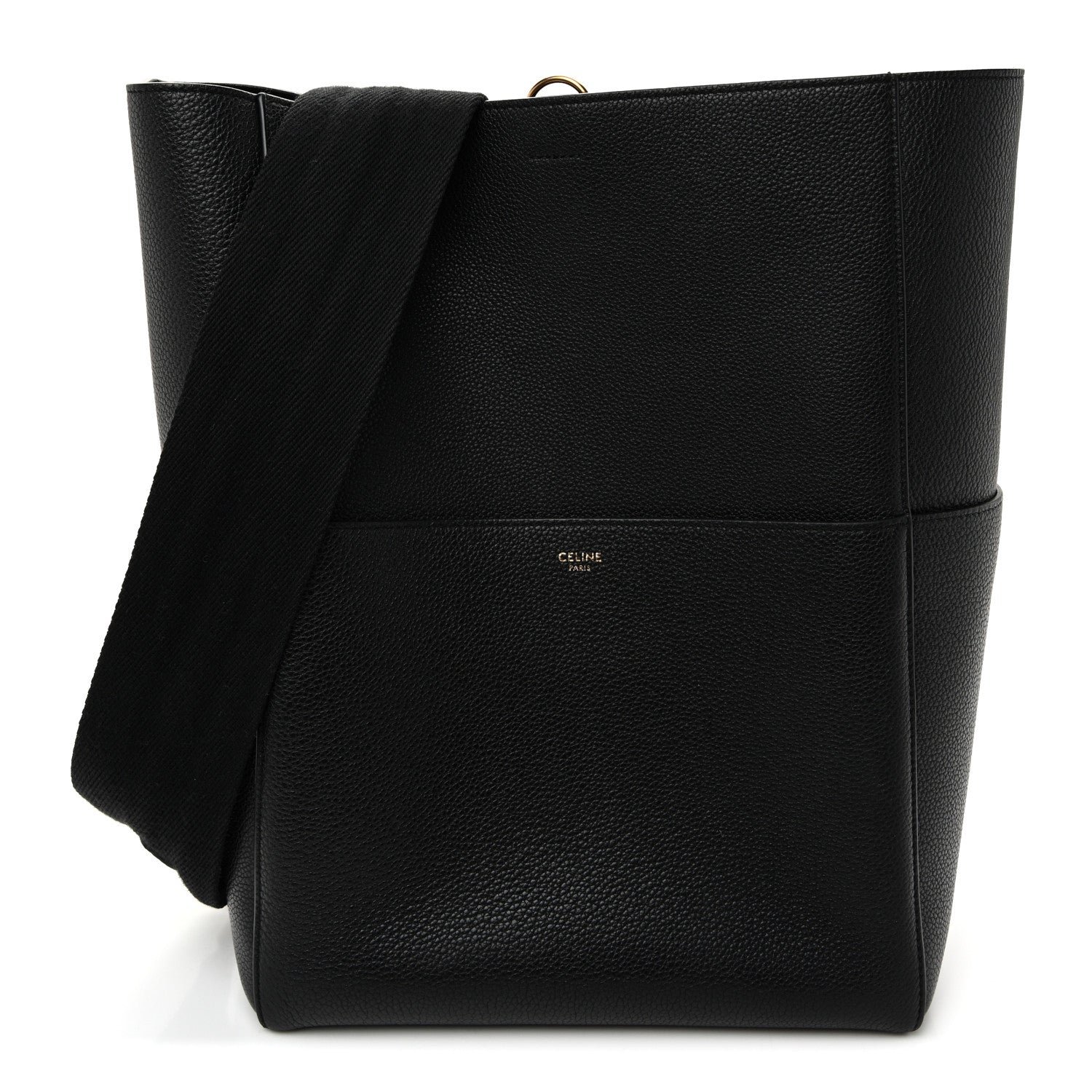 Celine Soft Grained Calfskin Sangle Bucket Bag Black