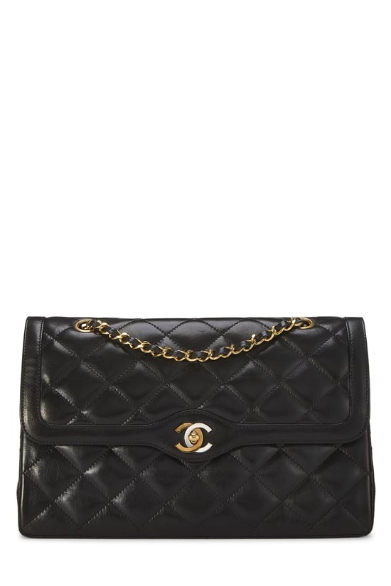 Black Quilted Lambskin Paris Limited Double Flap Jumbo