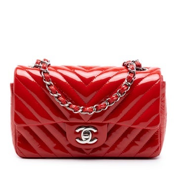 Patent Leather Mini Rectangular Classic Chevron Patent Single Flap