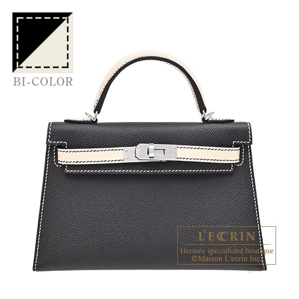 Hermes Personal Kelly bag mini Sellier Black/Craie Epsom leather Silver hardware