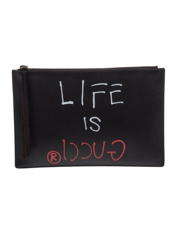 Leather GucciGhost Zip Pouch