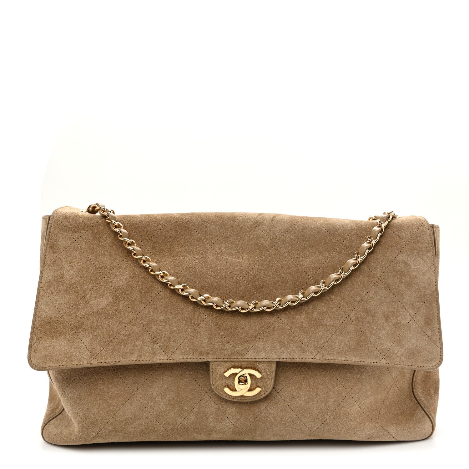 Chanel Suede Calfskin Souplissimo Maxi Flap Dark Beige