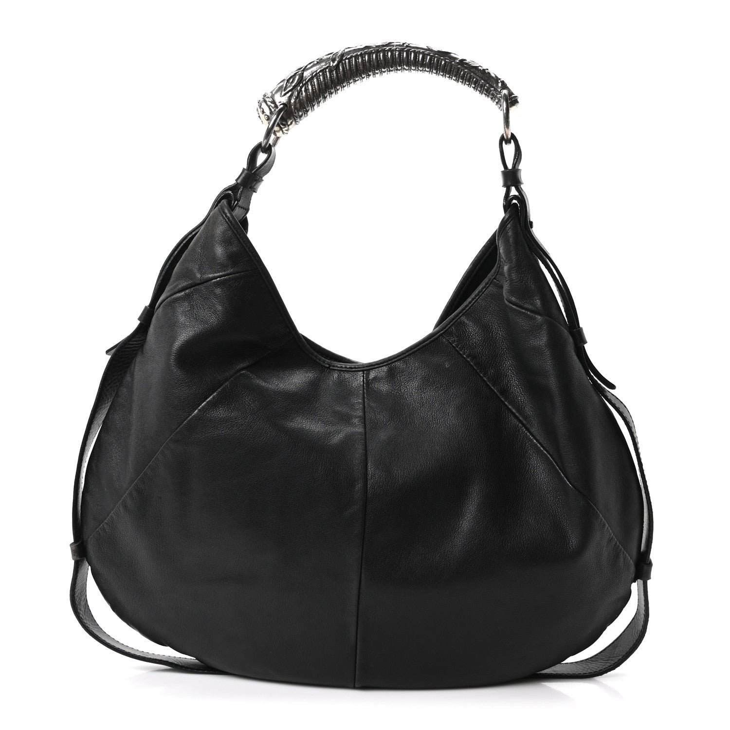 Saint Laurent Buffalo Horn Small Mombasa Hobo Black