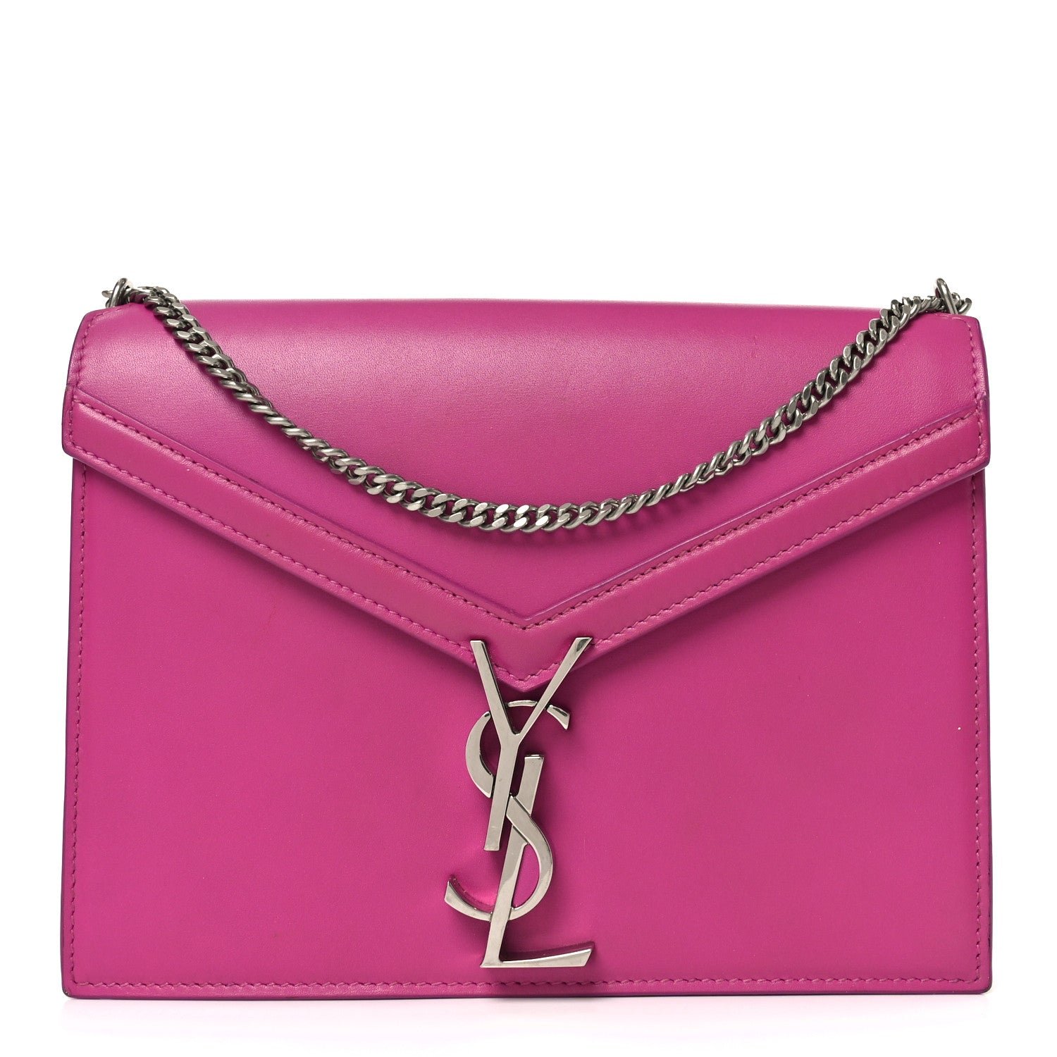 Saint Laurent Smooth Calfskin Monogram Cassandra Clasp Bag Electric Fuchsia