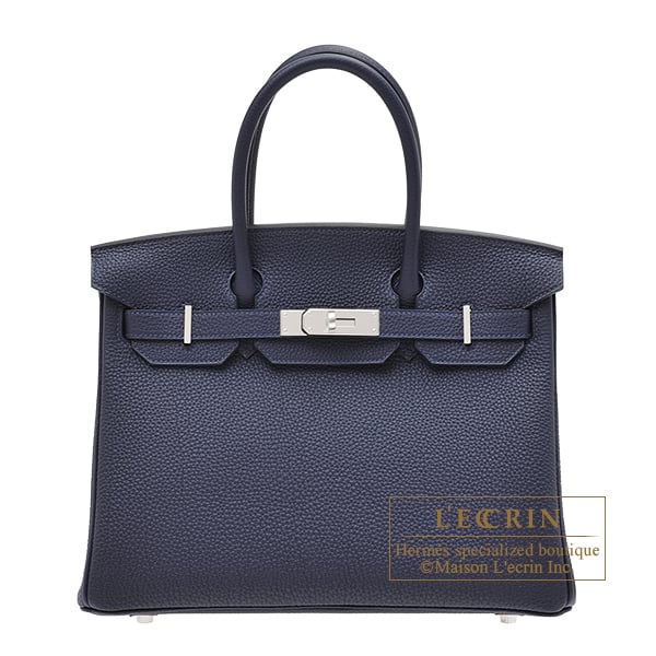 Hermes Birkin bag 30 Blue nuit Togo leather Silver hardware