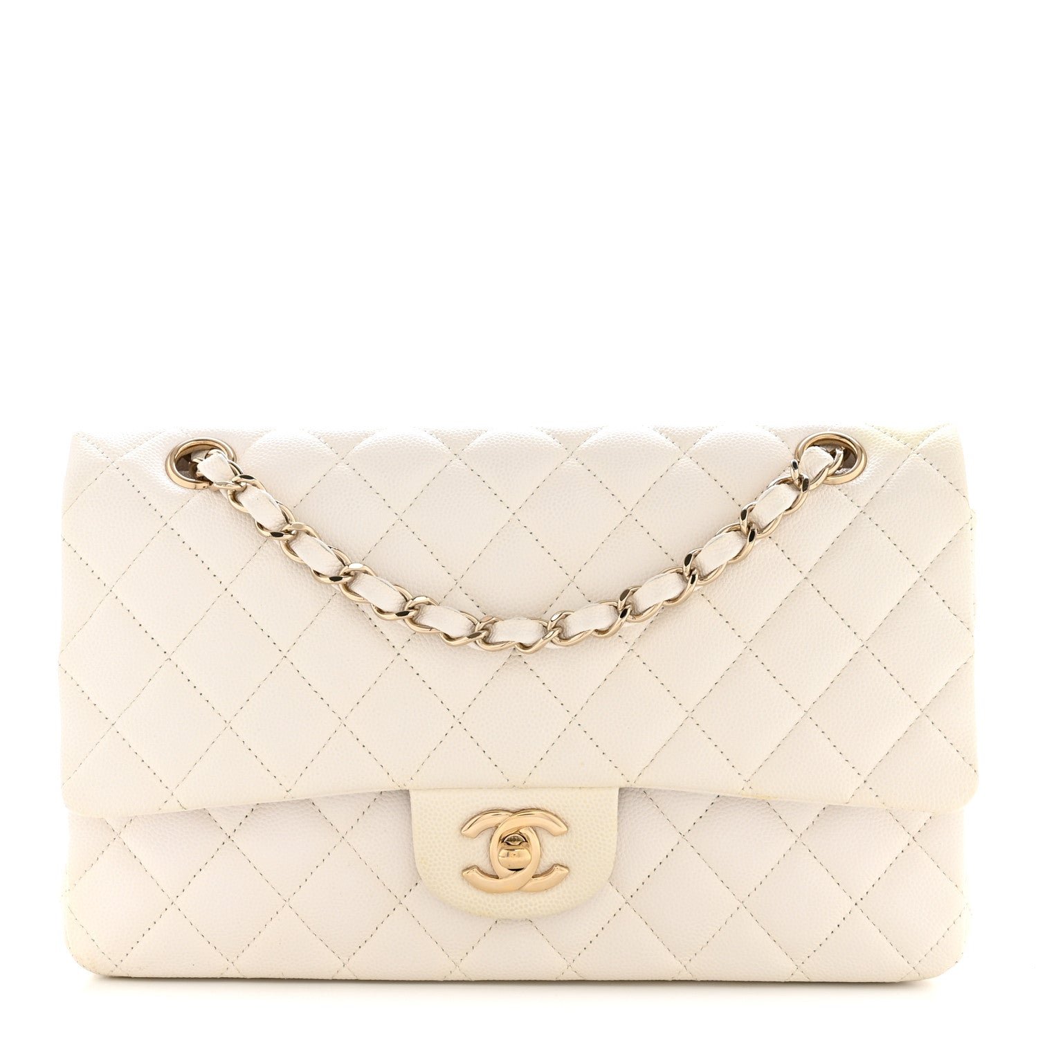 Chanel Caviar Quilted Medium Double Flap White
