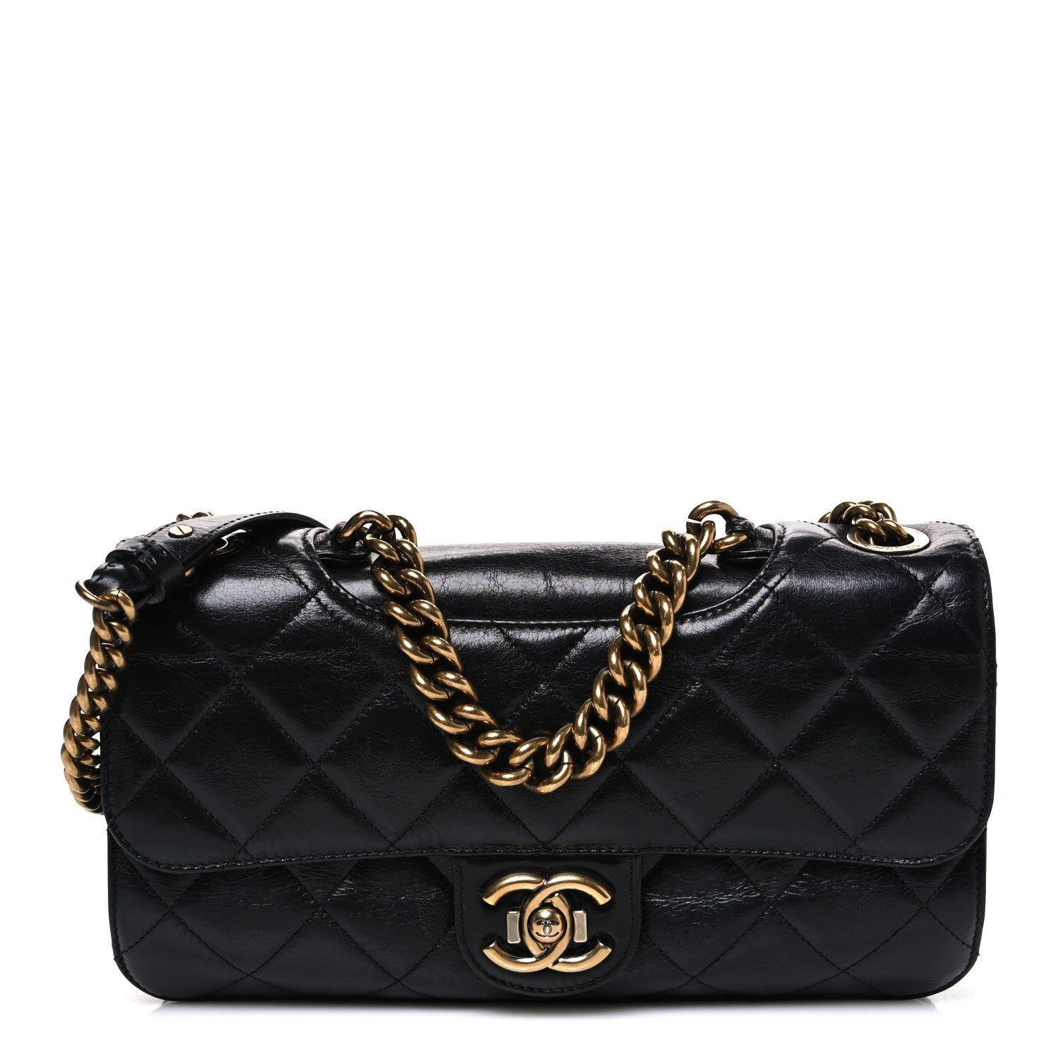 Chanel Glazed Calfskin Quilted Medium Perfect Edge Flap Black