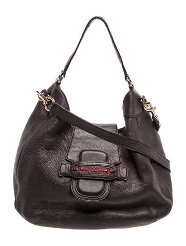 Leather Dressage Interlocking G Horsebit Hobo Shoulder Bag Brown Leather