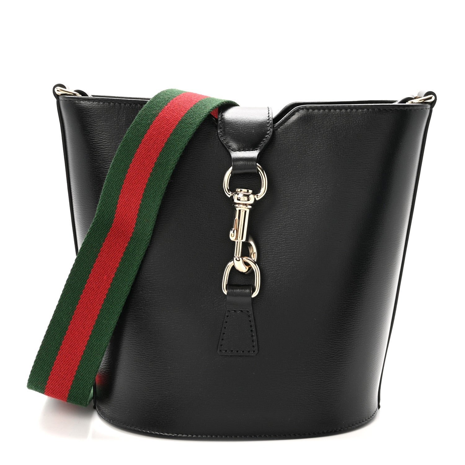 Gucci Tritone Calfskin Web Mini Ophidia Bucket Bag Black