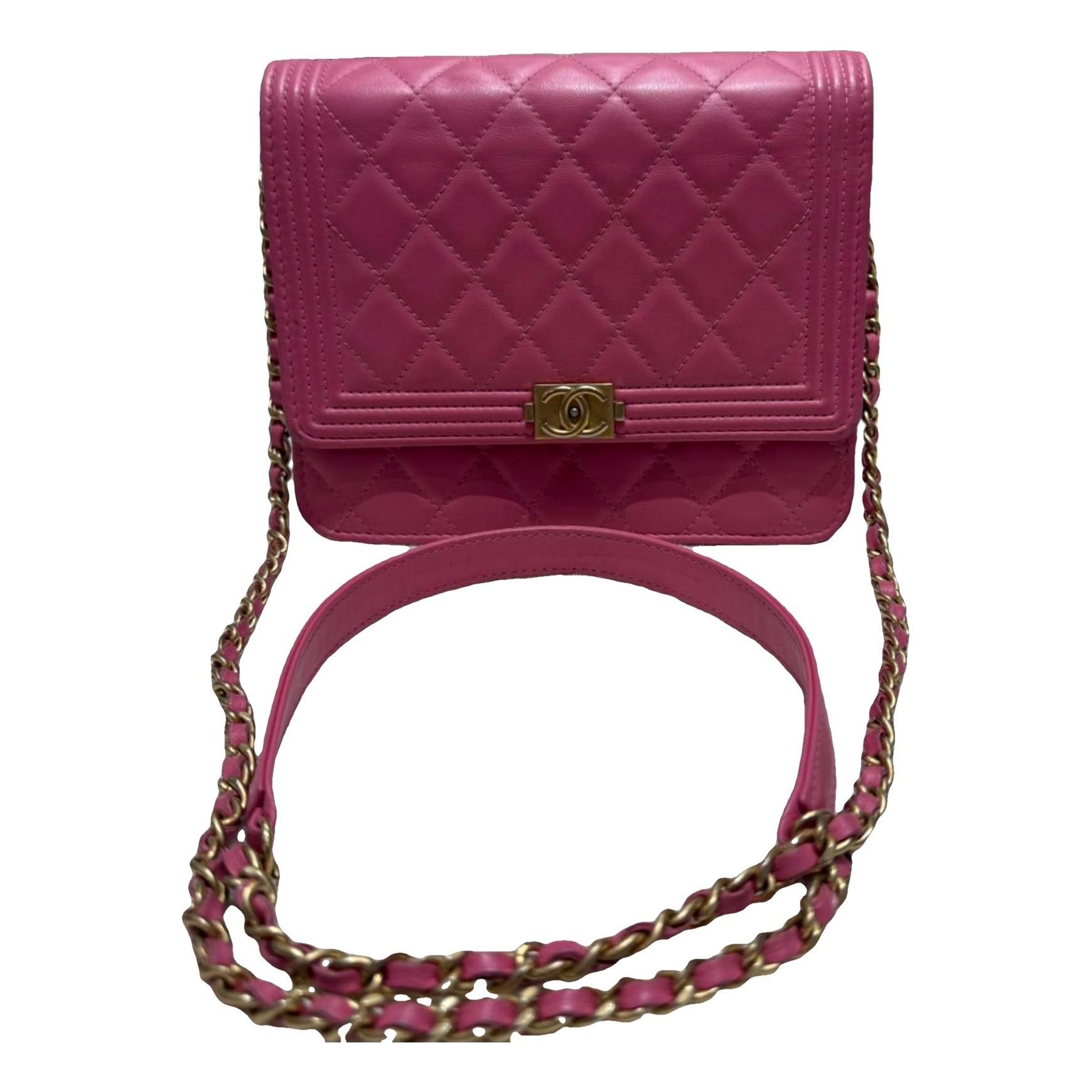 Wallet On Chain Boy Half Flap leather crossbody bag