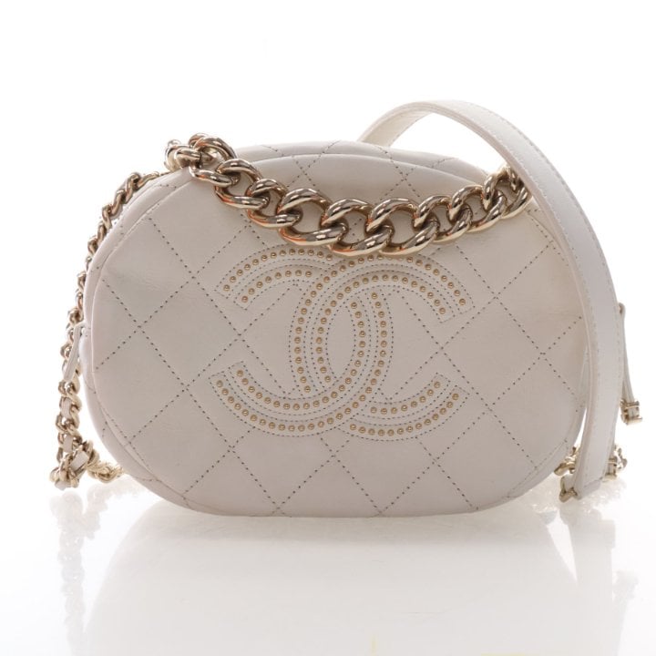 Chanel Small Lambskin CC Studded Round Camera Case