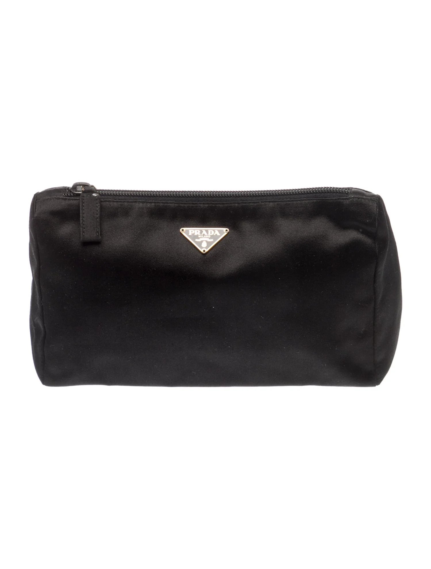 Enameled Metal Triangle Tessuto Nylon Clutch