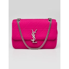 Yves Saint Laurent Magenta Jersey Wool Patchwork Monogram Medium Jamie Bag