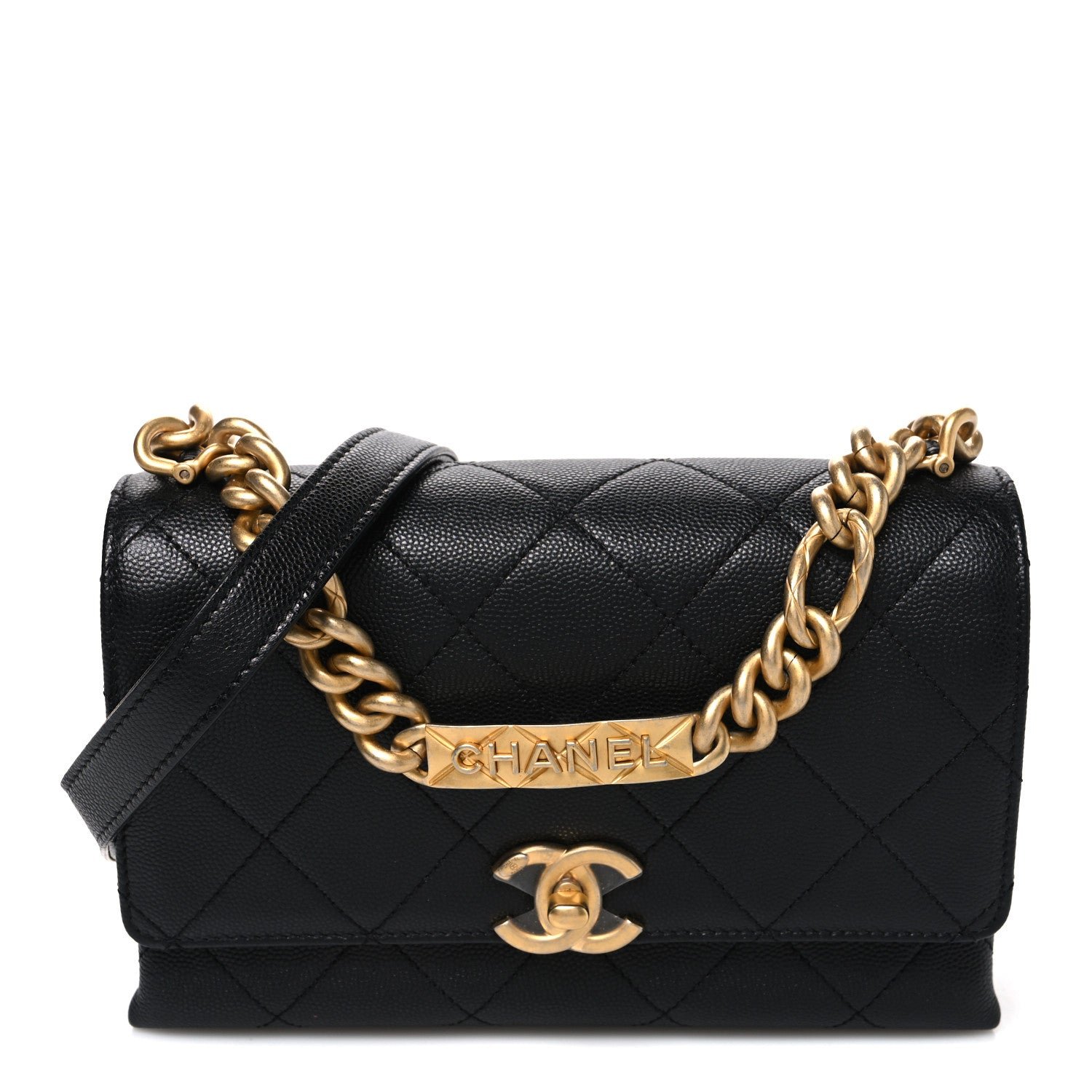 Chanel Caviar Quilted Mini Bracelet On Chain Flap Black