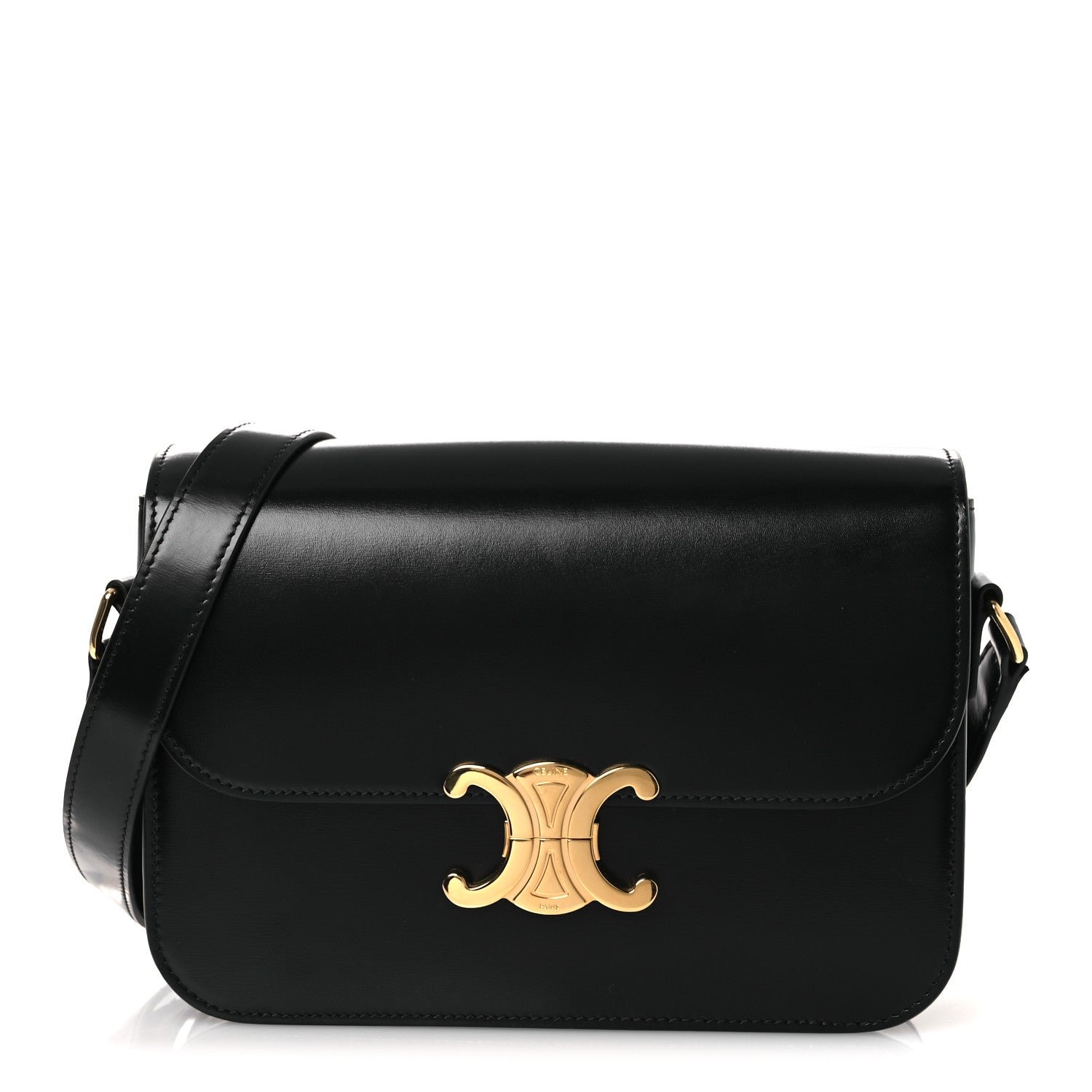 Celine Shiny Calfskin Medium Triomphe Black