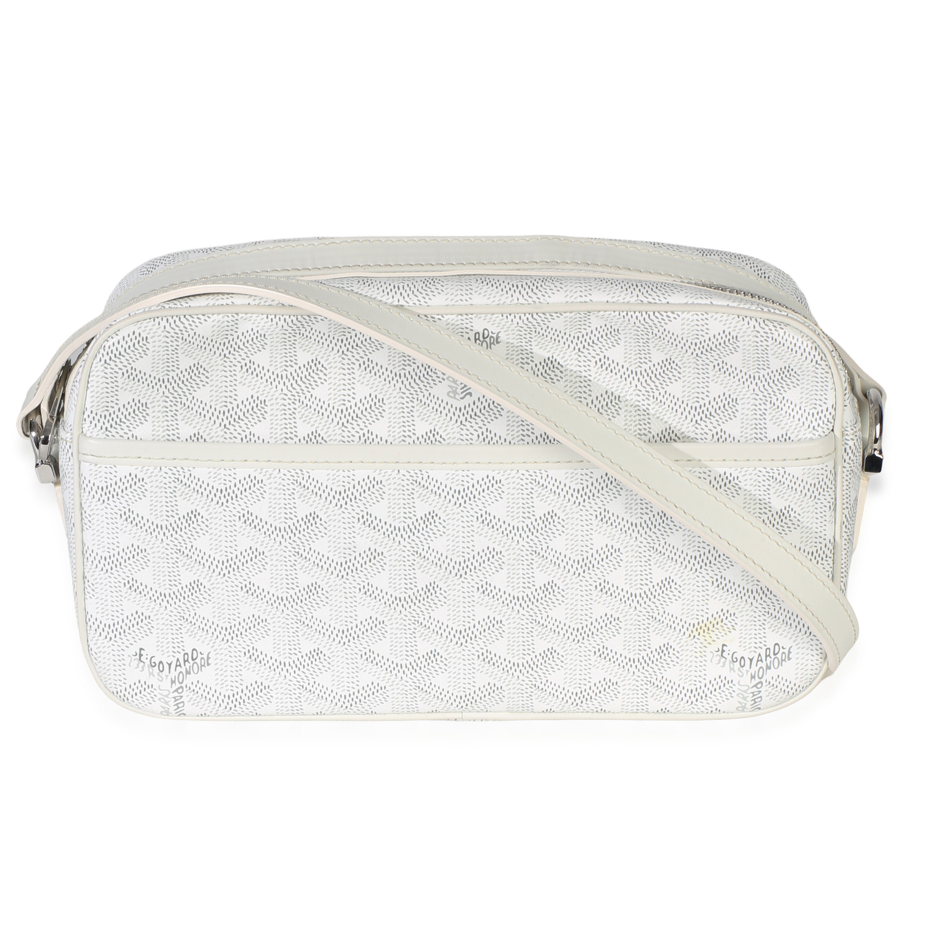 White Goyardine Heart Canvas Sac Cap Vertn PM