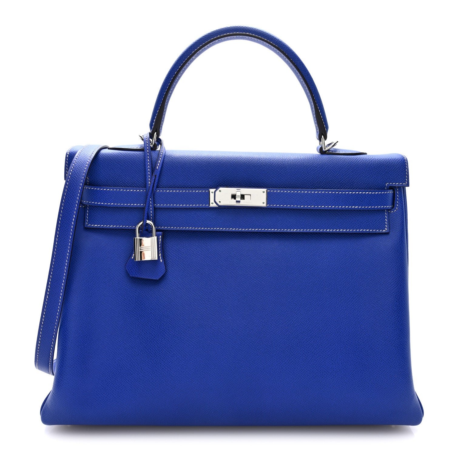 Hermes Epsom Kelly Sellier 35 Bleu Electrique