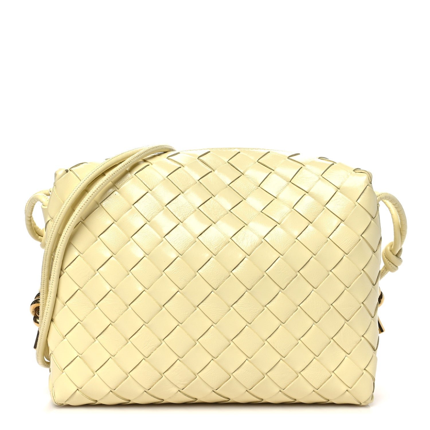 Bottega Veneta Polished Nappa Intrecciato Knot Small Loop Camera Bag Zest Washed