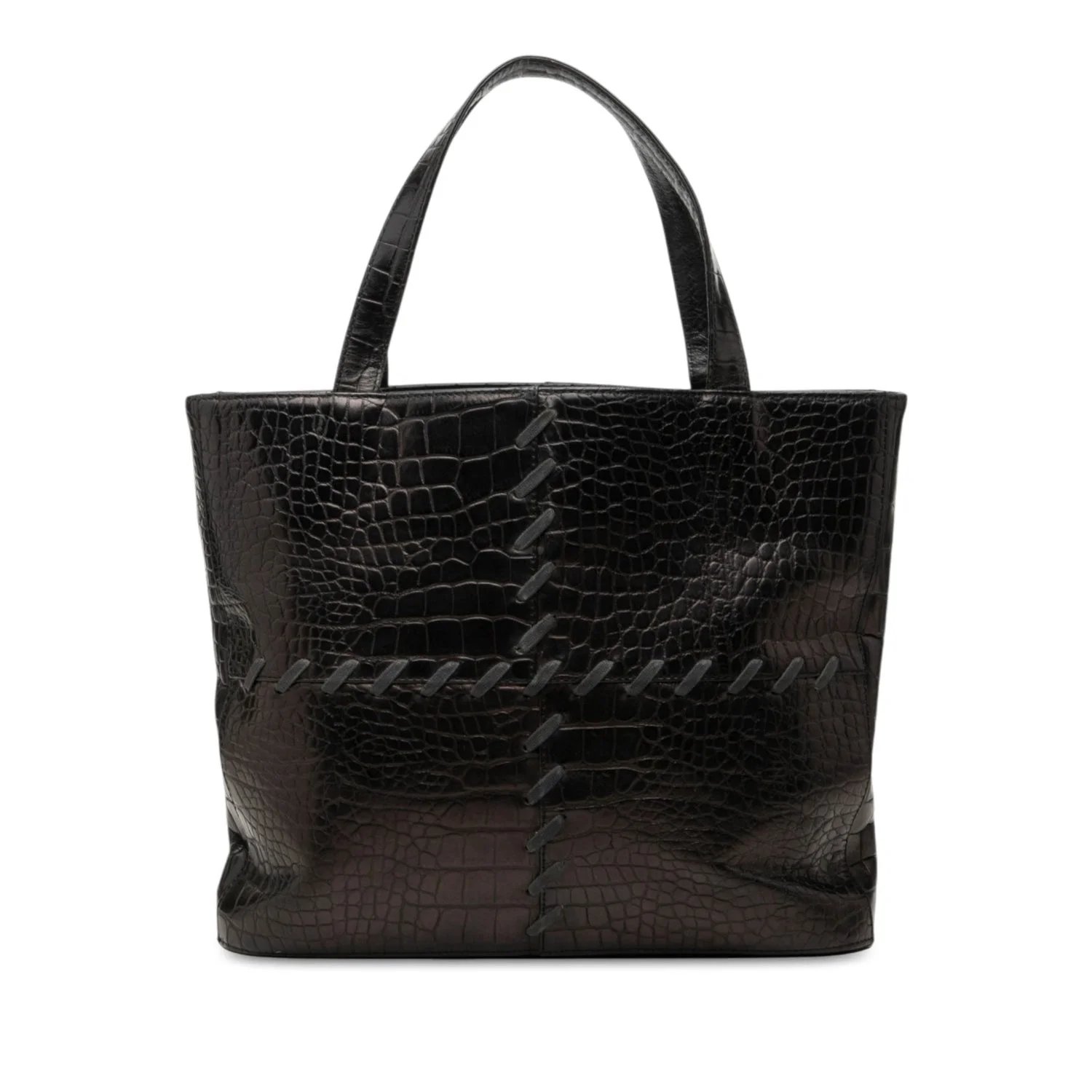Calf Leather Croc Embossed Leather Tote