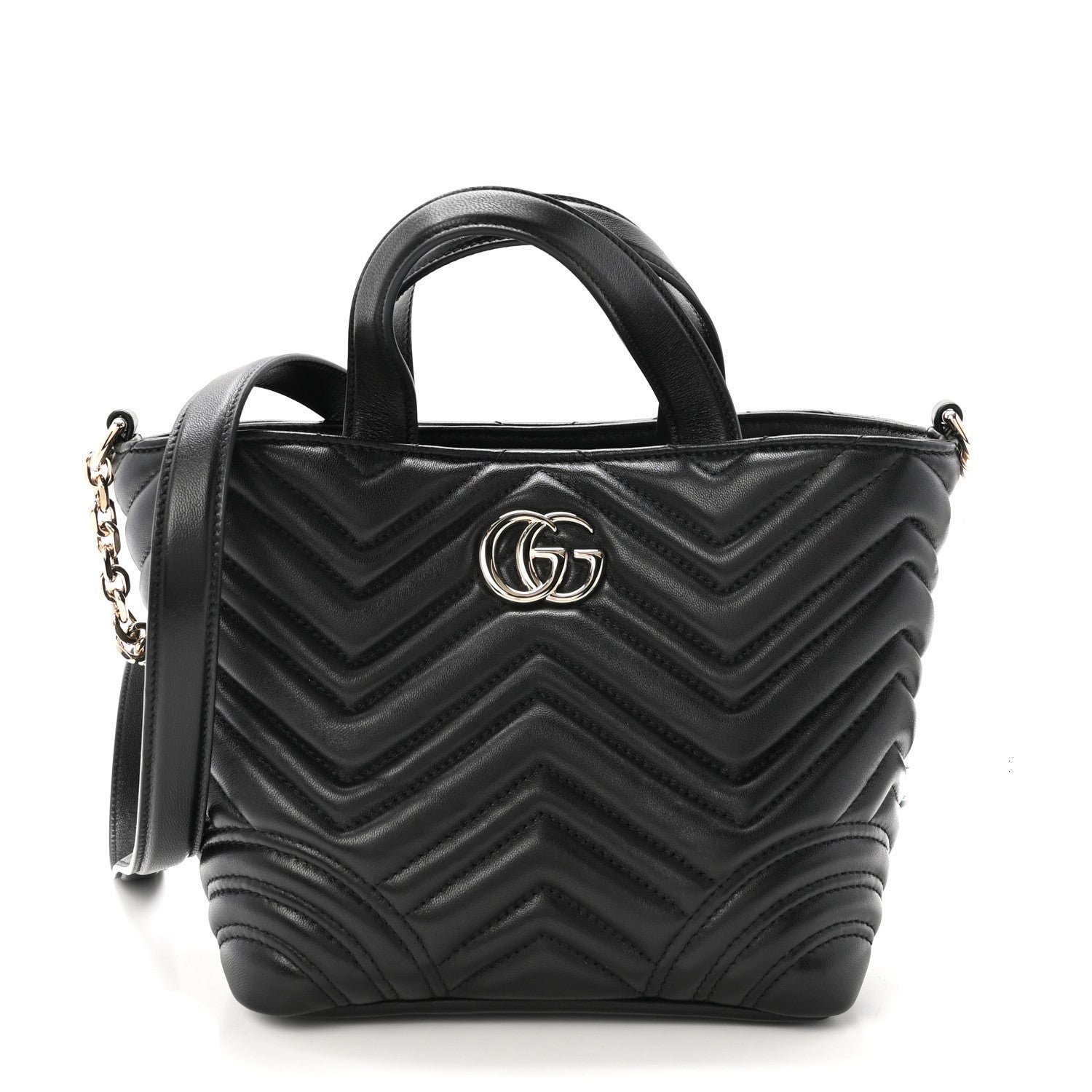 Gucci Lambskin Matelasse Small GG Marmont Betty Tote Bag Black