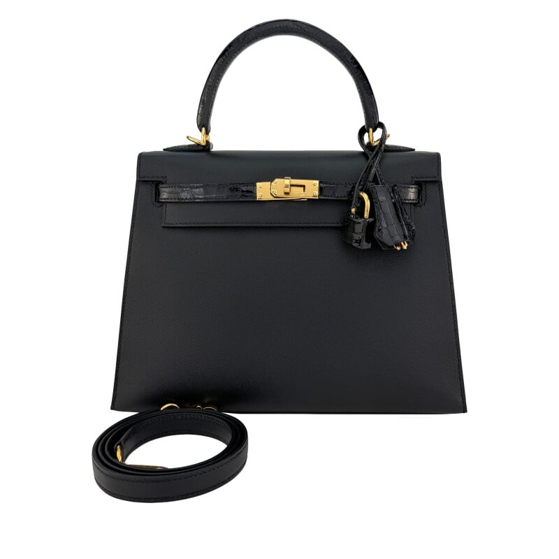 Black Madame and Shiny Alligator Touch Sellier Kelly 25 Gold Hardware, 2021