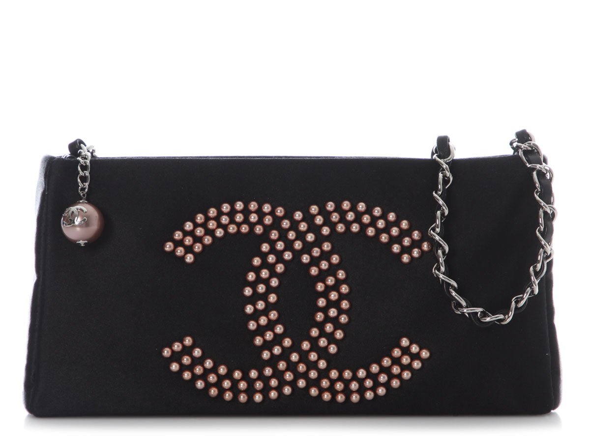 Chanel Black Satin Evening Bag