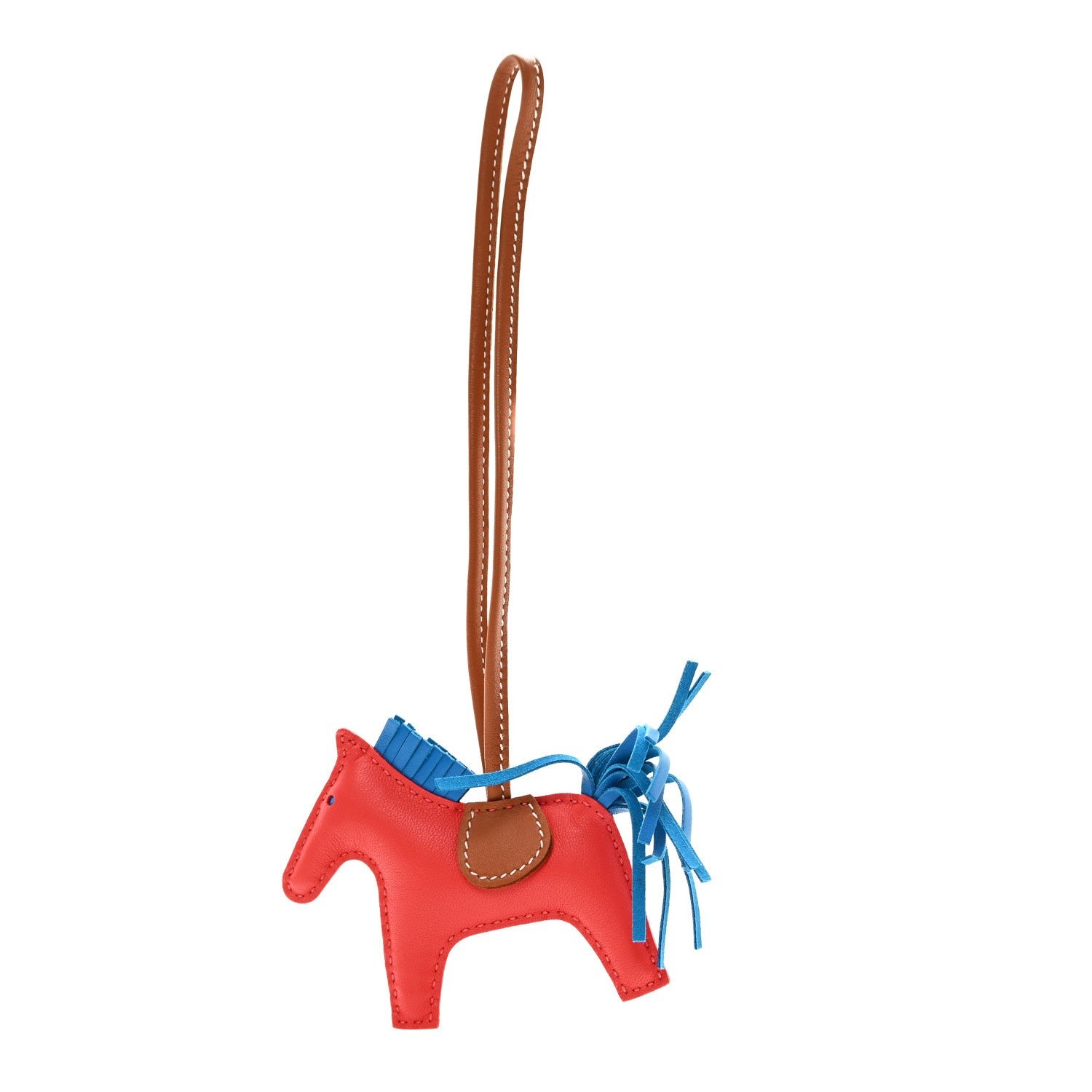 Hermes Milo Lambskin Grigri Rodeo Horse Bag Charm PM Rose Texas Bleu Zanzibar Gold